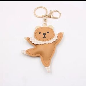 NWT Brown Bear Keychain Bag Charm Gold